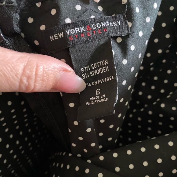 Black Strapless Midi Dress with White Polka Dots - Picture 4 of 6